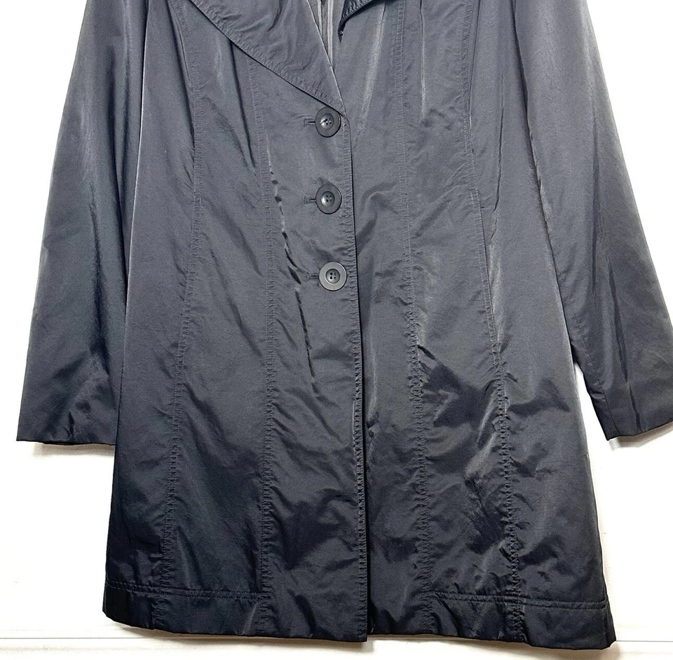 Nine & Co Women’s Trench Coat Medium Black Long Sleeve Button Pockets Jacket - Image 4 of 4