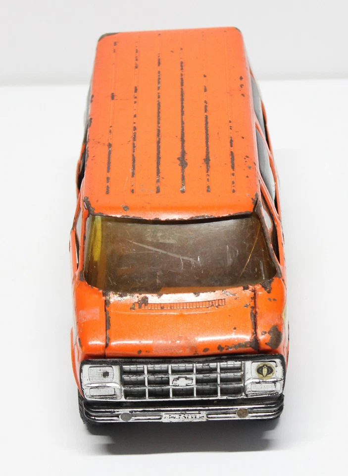 Vintage 1984 ERTL #3521 Orange Chevy Chevrolet Van 1980s Metal Toy - Image 3 of 4