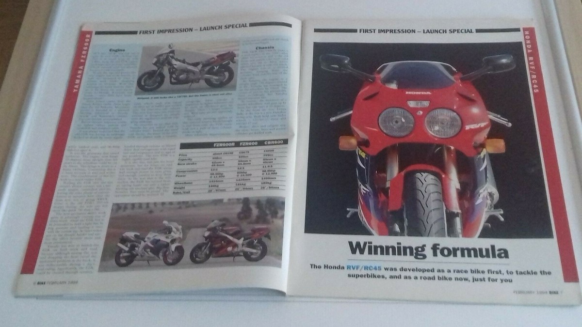 Bike Magazine February 1994 250th Issue Kawasaki ZX Yamaha FZR