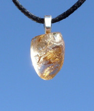 Rutilated Quartz Free Form Stone Crystal Pendant Necklace Golden Rutile small