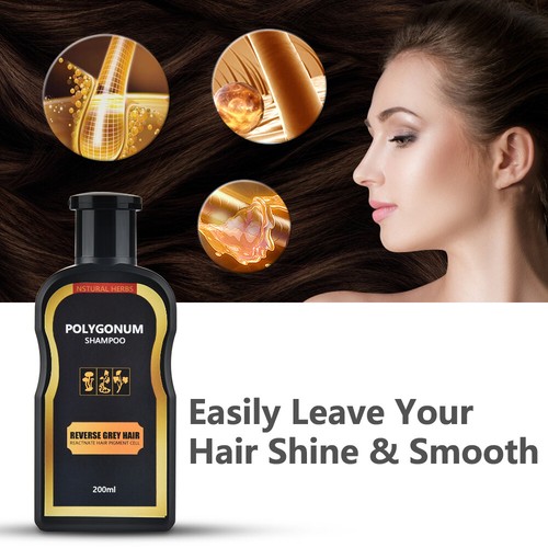 2x 200ml Reverse Grey Hair Darkening Shampoo Natural Polygonum Essence Hair Care - Picture 10 of 14