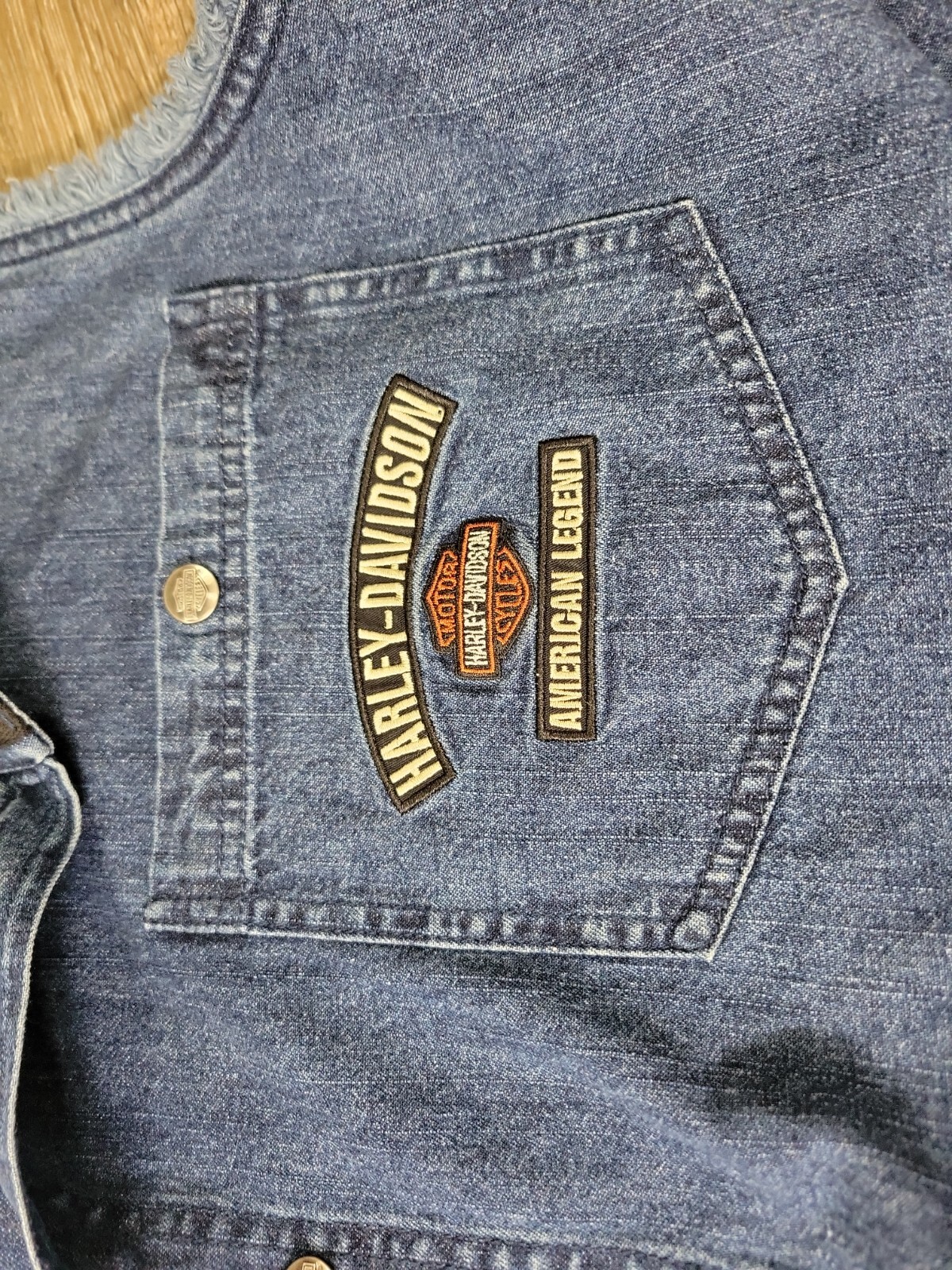 Harley Davidson Men's 4XL Denim VEST Button Up BIG Ea… Gem