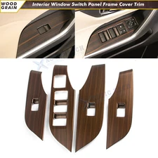 Wood Grain Style Window Lift Button Overlay Cover Trim For Toyota RAV4 2019-up