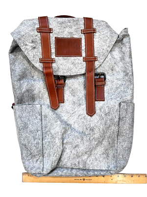 backpack felt leather Organic Handmade Grey Felt Brown Leather Laptop Backpack