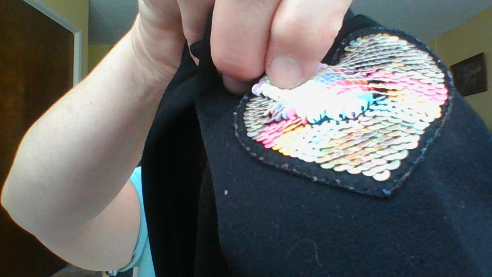 Pantalón Pierna SEQUIN FLIP ARCO IRIS CORAZÓN Talla 5/6 Cintura Elástica Lugar para Niños Buen Estado Foto 2 de 4