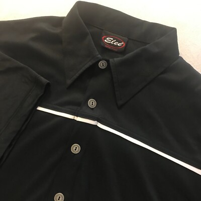 Vintage Elee Bowling-Style Shirt Mens Large Black Short Sleeve Hiphop Button Up