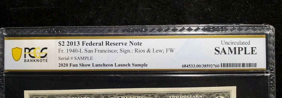 PCGS Banknote $2 Sample - January 2020 FUN Show PCGS Luncheon - Limited t1401 - Image 3 of 4