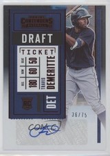 2020 Contenders Draft Ticket Red 36/75 Travis Demeritte #160 Rookie Auto RC 1p5