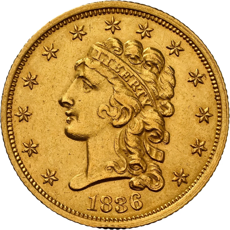 1836  $2.50 GOLD QUARTER EAGLE CLASSIC HEAD  MINT STATE NGC MS61 #8403095-001 - Image 4 of 4