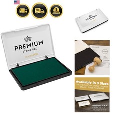 Stamp Pad Medium Size 3" x 4" - for Traditional Rubber Stamps - Felt Pad Gree...