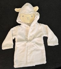 Unisex Baby White Plush Animal Face Robe 0-9 Months