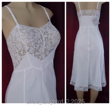 NWT Vintage LADY LOVE Full Dress SLIP Silky TAFFETA Bridal Floral Lace M 36-38