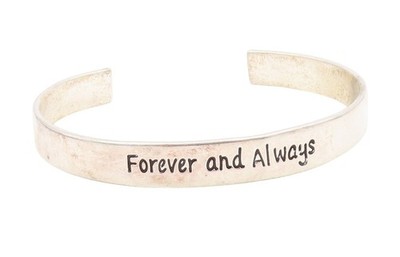 925 Sterling Silver Vintage Bracelet Engraved Forever And Always Cuff  BT11566