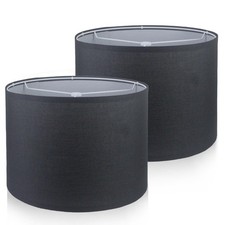 2 PCS Medium Drum Lamp Shades Natural Linen Fabric Table Floor 13x13x10 Inch