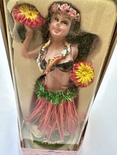 Hawaiian Young Hula Girl Dashboard Doll Red Skirt 4 - Chiefly Co.
