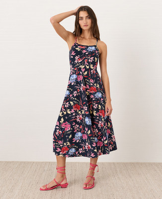 PACT Organic Fit & Flare Midi Dress - Dayspring Blooms Multi