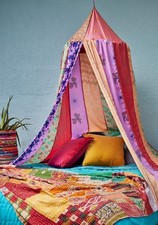 HANDMADE INDIAN RECYCLED SARI CANOPY CURTAIN