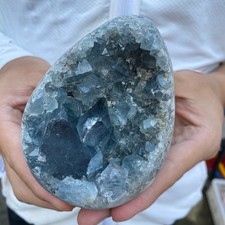 2.2lb Natural Blue Celestite Crystal Geode Quartz Cluster Mineral Specimen