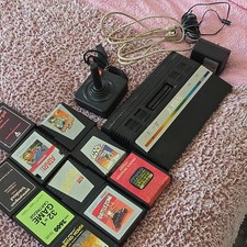 Atari 2600 Black Home Console Bundle w/ Joystick, Power Adapter & Cartridges