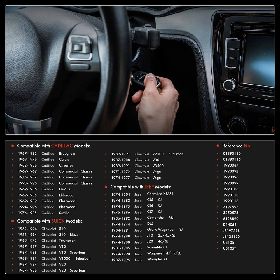 Interruptor de encendido para Jeep Wrangler Cherokee Chevrolet V10 S10 Suburban Cadillac Foto 2 de 4