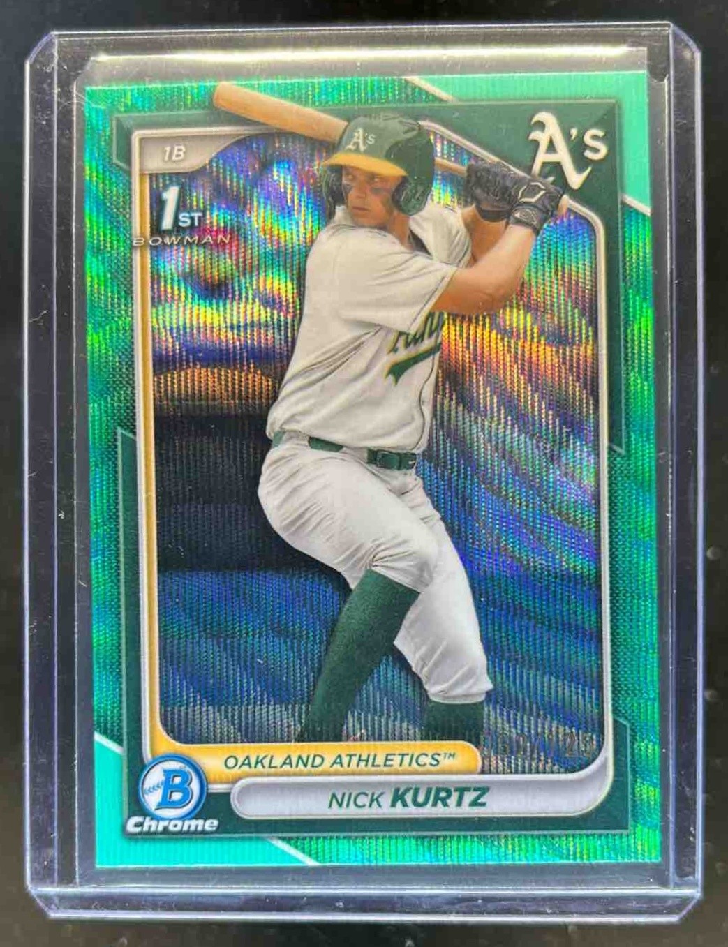 2024 Bowman Draft Nick Kurtz Chrome Aqua Wave Refractor 1st Prospect #80/125