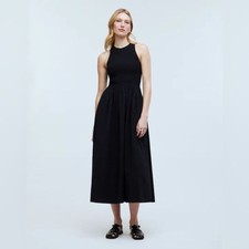 NWT Madewell Melody Smocked Midi Dress Size XS True Black