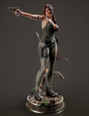 Lara Croft - 3D gedruckte Resinfigur im Maßstab 1:10, unbemalter Modellbausatz