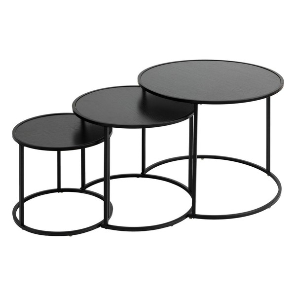 Beistelltisch Couchtisch Wohnzimmertisch 3Er Set Schwarz Wohnzimmer Modern-image