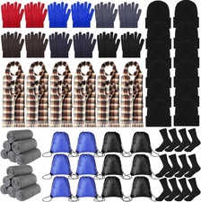 72 Pcs Homeless Care Package Supplies Bulk Winter Warmth Kit with Blankets Beani