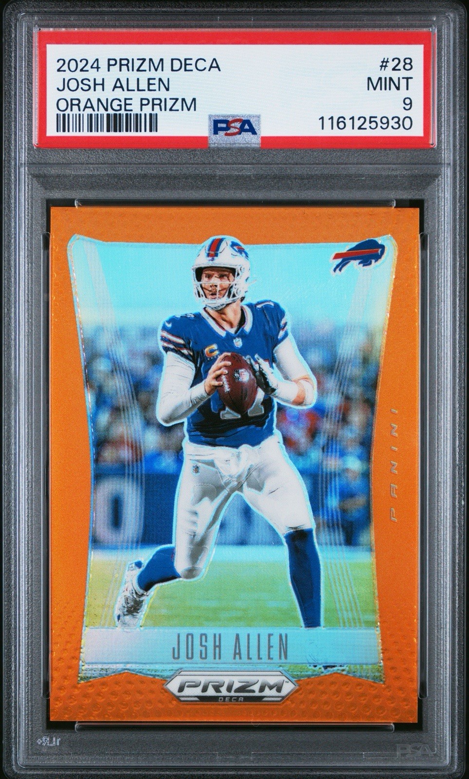 2024 Panini Prizm Deca Josh Allen Orange Prizm /49 PSA 9