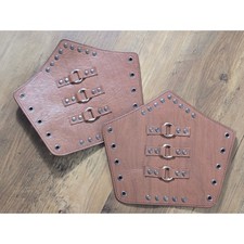Brown Faux Leather Studded Bracers Medieval Arm Guards Cosplay Costume Pair