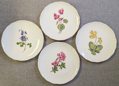 Set Of 4 SCHUMANN ARZBERG 7.5'' Salad Dessert Plates Flowers Bavaria Porcelain