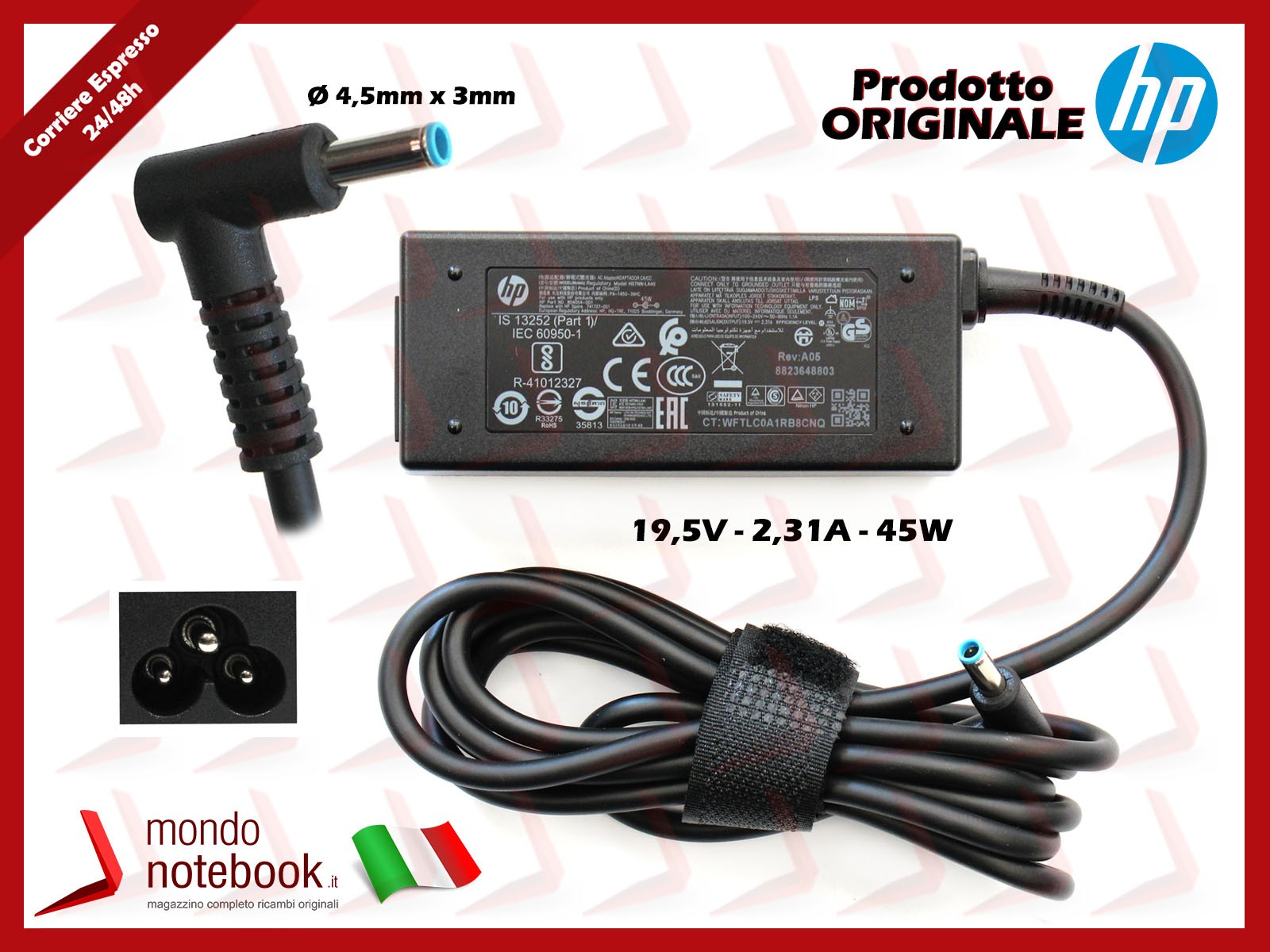 DS Alimentatore ORIGINALE 45W 19,5V 2,31A per HP ENVY 14 - Immagine 56