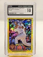 Nelson Velazquez RC 2023 Topps Chrome LOGOFRACTOR YELLOW #82 CGC 10 GEM #/75