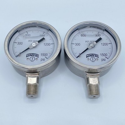 Winters 4'' PFP Series 1500 PSI Stainless Steel Pressure Gauges Pair of 2