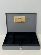 MMF Industries Slim Slender Metal Cash Lock Box With Key