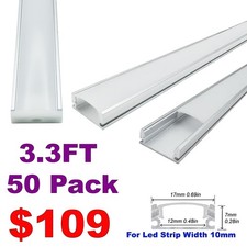 3.3FT Led Strip Aluminum Channel Profile U Shape Diffuser Track Kit Milky Cover