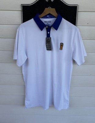Pins Aces Golf Polo Shirt Mens Size L Blue Bud Light Beer Glass Logo Performance