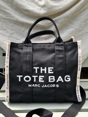 Marc Jacobs The Tote Bag Canvas Tragetasche Schwarz Reißverschluss Schultergurt