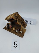 Natività in legno con statue in plastica h. 18cm