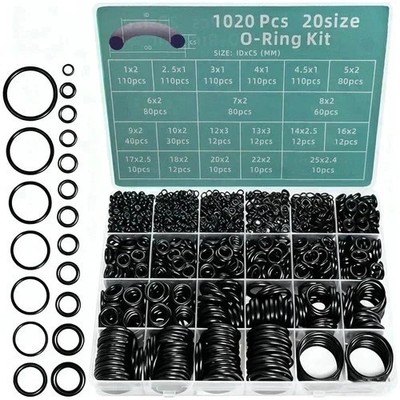1020PCS O-Ring Assortment Kit | 20 Metric Sizes for Car Repair, Faucet, Air, Gas