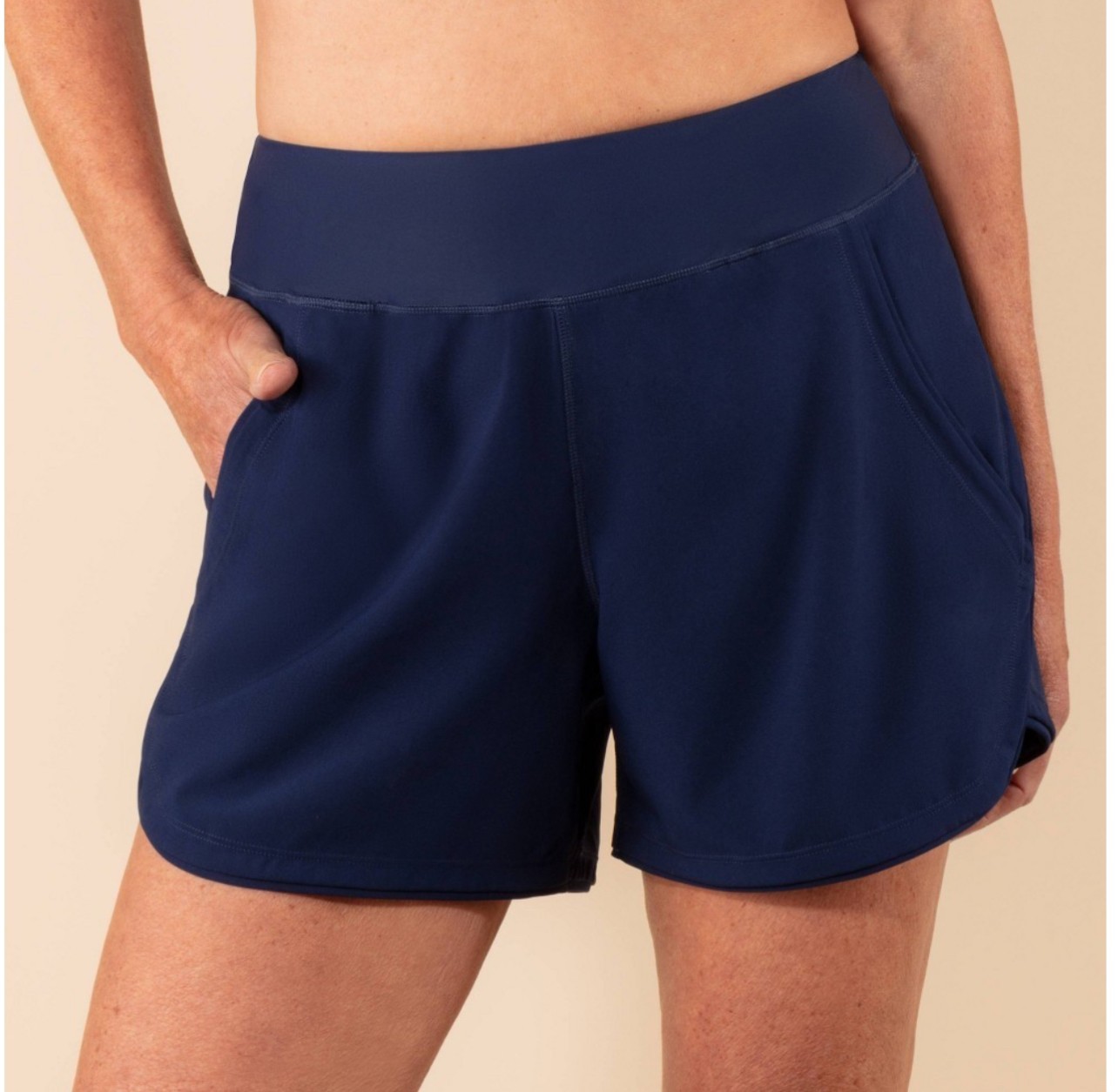 "NWT~ Lands End sz XS Women's Navy Board Shorts Swim Bottoms 5\" Briefs 1526"