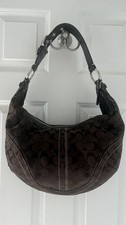 Coach Brown Logo Hobo Shoulder Bag w/ Black S...