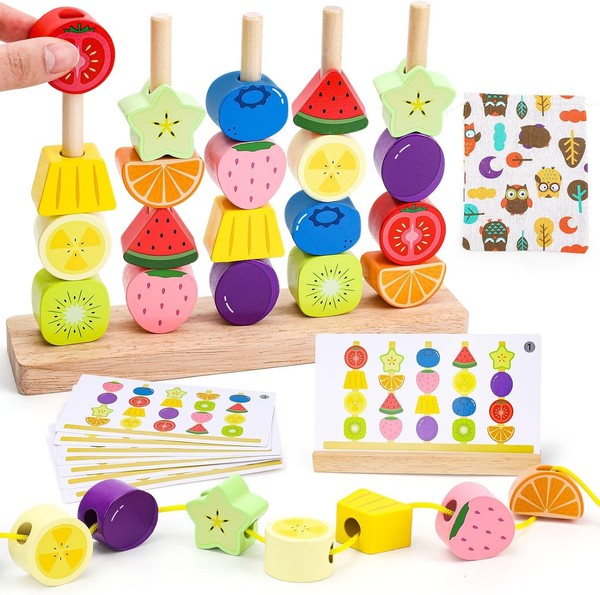 Montessori Spielzeug Holzspielzeug Motorikspielzeug FäDelspiel Ab 2 Jahre-image