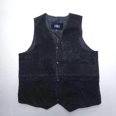 #ad Vintage NRA Gear Suede Leather Vest Mens Large Black Western Snap Shooting Rodeo $19.99