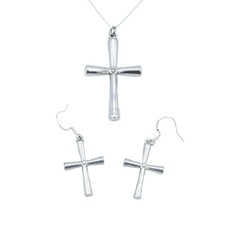 10th Anniversary Tin Necklace Classic Diamond Cross and Earring set Gift UK