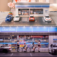 1:64 Diorama Diecast Garage Model LED Lighting Convenience Store Display Case US