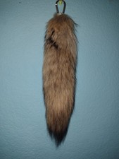 Brown fox Fur tail Bag Charm Accessory with carabiner clip
