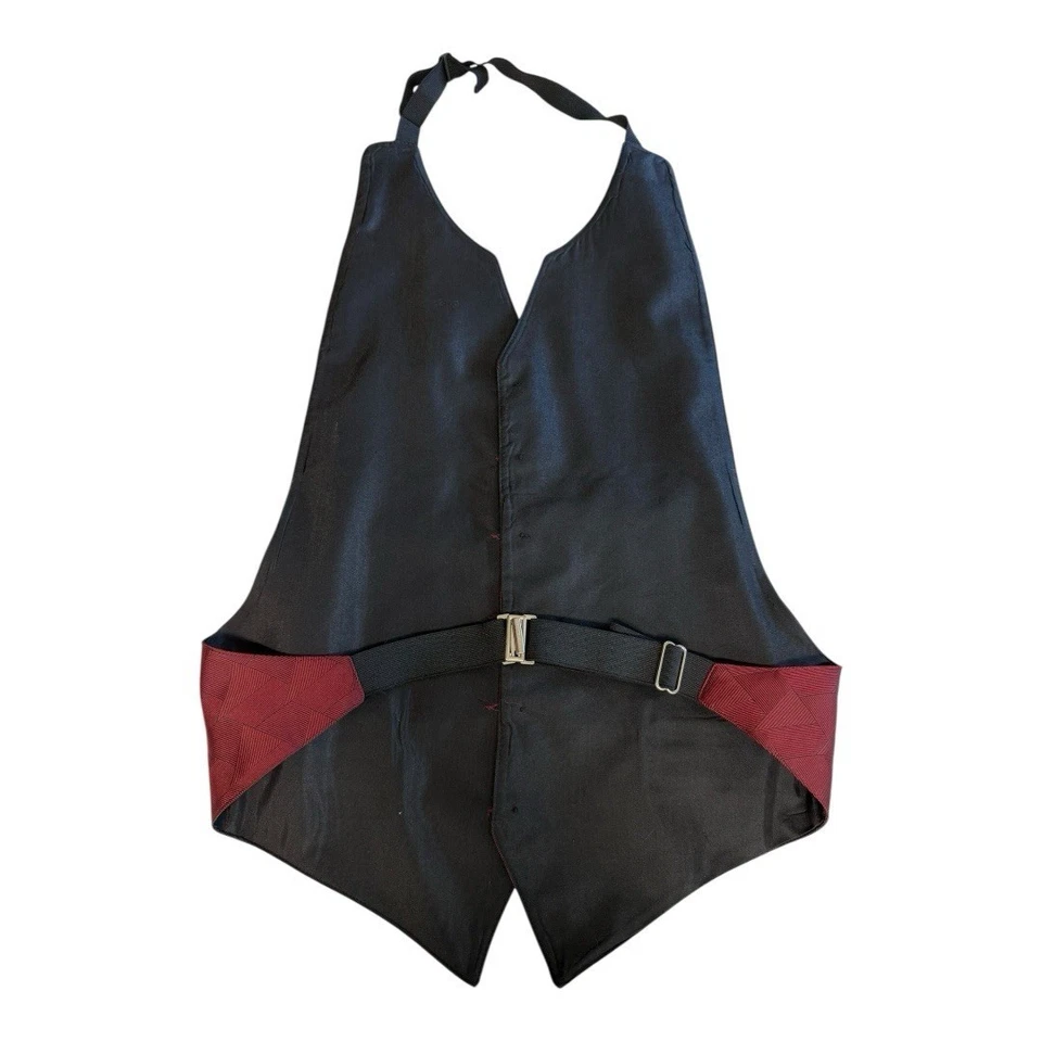 Perry Ellis Mens Formal Tuxedo Vest~Fit All 37-50~Maroon Black Geometric ~ L14 5 - Image 3 of 4