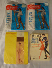 Lot of 4 Vintage Pantyhose, Stockings, new in package, Bulington, Ashbrook; rare